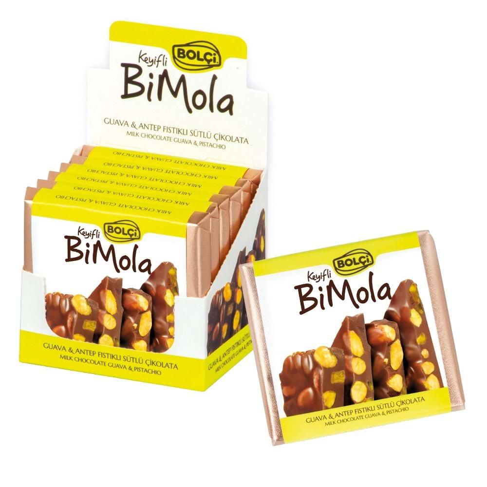 BOLÇİ ÇİKOLATA (B620) Bİ MOLA SÜTLÜ FISTIKLI GUAVA TABLET ÇİKOLATA 70 GR 6 LI